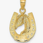 14K Gold Horse Head Pendant Luck Horseshoe Jewelry Women Mens Boys Girls Teens Solid 14K Gold