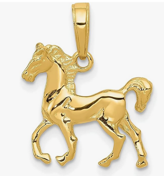 14K Gold Horse Pendant Mule Donkey Jewelry Women Mens Boys Girls Teens Solid 14K Gold