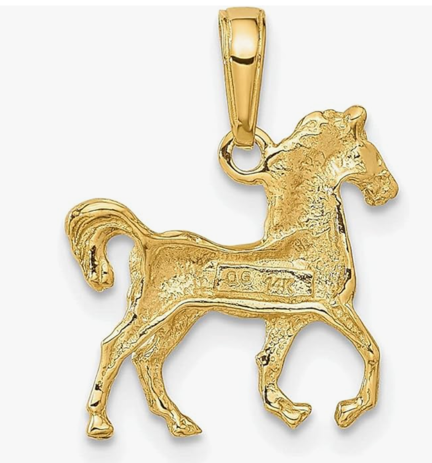 14K Gold Horse Pendant Mule Donkey Jewelry Women Mens Boys Girls Teens Solid 14K Gold