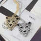 Gold Silver Leopard Pendant Jaguar Diamond Necklace Cheetah Chain Panther Jewelry Birthday Gift 24in.
