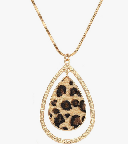 Gold Cheetah Pendant Necklace Leopard Print Chain Jaguar Jewelry Birthday Gift 32in.