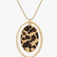 Gold Cheetah Pendant Necklace Leopard Print Chain Jaguar Jewelry Birthday Gift 32in.