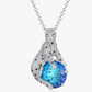 Blue Crystal Leopard Print Pendant Diamond Jaguar Necklace Cheetah Chain Panther Silver Jewelry Birthday Gift 18in.