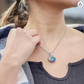 Blue Crystal Leopard Print Pendant Diamond Jaguar Necklace Cheetah Chain Panther Silver Jewelry Birthday Gift 18in.