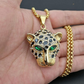 Gold Silver Stainless Steel Leopard Pendant Jaguar Diamond Necklace Cheetah Chain Panther Jewelry Birthday Gift 24in.