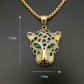 Gold Silver Stainless Steel Leopard Pendant Jaguar Diamond Necklace Cheetah Chain Panther Jewelry Birthday Gift 24in.