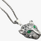 Gold Silver Stainless Steel Leopard Pendant Jaguar Diamond Necklace Cheetah Chain Panther Jewelry Birthday Gift 24in.