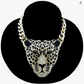 Large Leopard Pendant Jaguar Diamond Necklace Cheetah Chain Panther Jewelry Gold Silver Birthday Gift 24in.