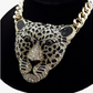 Large Leopard Pendant Jaguar Diamond Necklace Cheetah Chain Panther Jewelry Gold Silver Birthday Gift 24in.