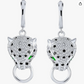 Panther Black Diamond Earring Hoop Green Eye Leopard Head Earrings Cheetah Face Jaguar Earring Jewelry Birthday Gift 925 Sterling Silver