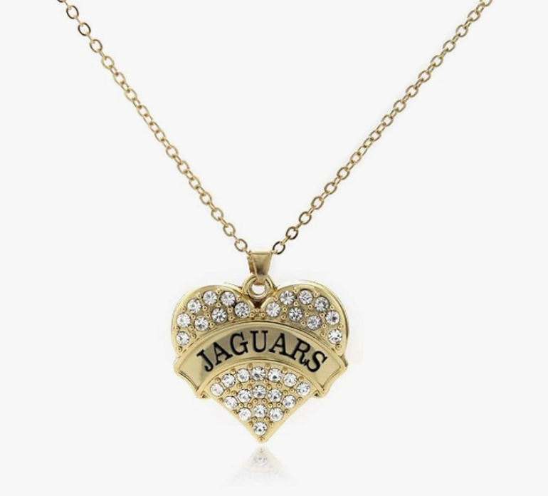 Gold Diamond I Love Jaguars Necklace Chain Jaguars Pendant Heart Jewelry Birthday Gift 20in.