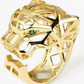 Gold Geometry Jaguar Ring Leopard Cheetah Ring Panther Jewelry Birthday Green Emerald Gift
