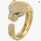 Adjustable Gold Diamond Jaguar Ring Leopard Cheetah Ring Panther Jewelry Birthday Green Emerald Gift