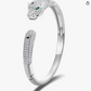Cute Gold Diamond Green Eye Leopard Silver Bracelet Cheetah Jaguar Bracelet Panther Jewelry Birthday Gift Stainless Steel