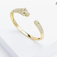 Cute Gold Diamond Green Eye Leopard Silver Bracelet Cheetah Jaguar Bracelet Panther Jewelry Birthday Gift Stainless Steel