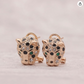 Black Leopard Face Diamond Earring Panther Head Earrings Cheetah Jaguar Green Eye Earring Jewelry Birthday Gift
