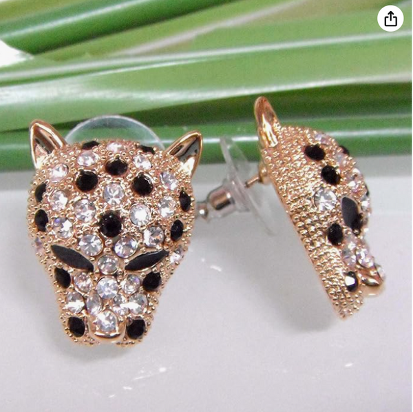 ピアス Brass Rhinestone Cheetah Head Earrings 61342w8tVbL._SY300_QL30_.jpg