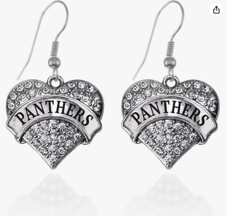 Diamond I Love Panthers Earrings Dangle Heart Love Jewelry Birthday Gift