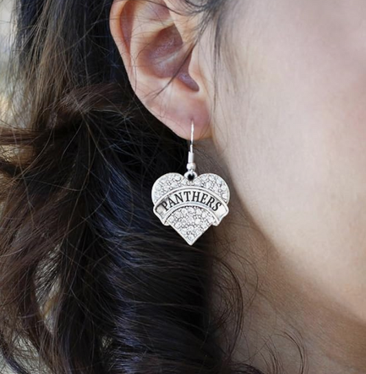 Diamond I Love Panthers Earrings Dangle Heart Love Jewelry Birthday Gift