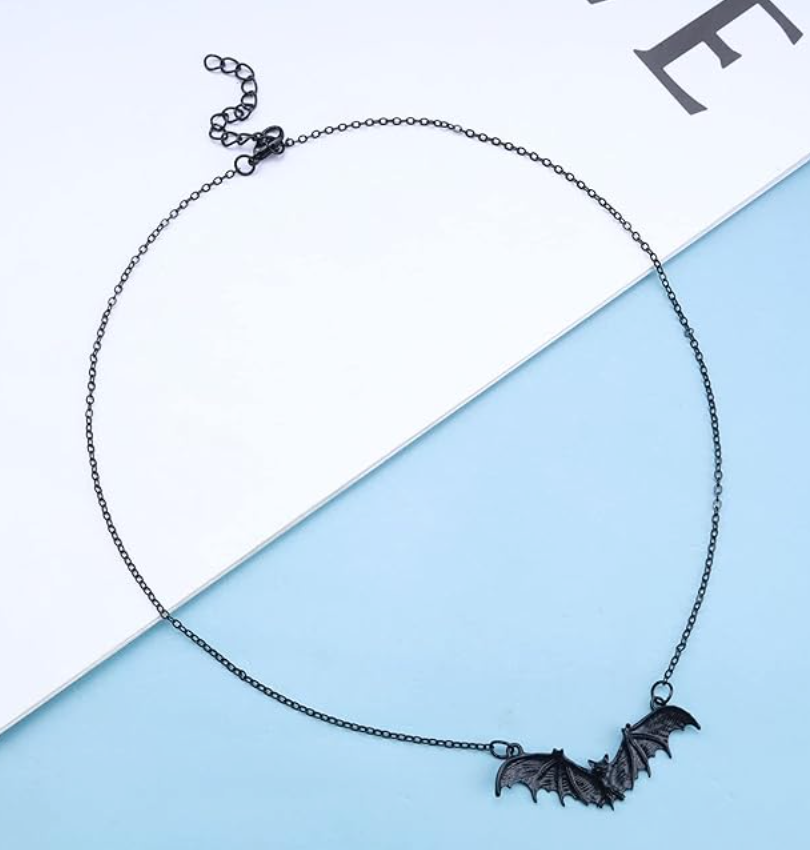 Cute Small Bat Necklace Black Bat Wing Pendant Chain Halloween Jewelry Birthday Gift 20in.