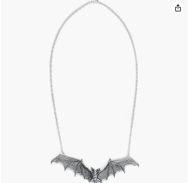 Black Bat Necklace Bat Wing Pendant Chain Gothic Mystic Witch Halloween Jewelry Birthday Gift 20in.