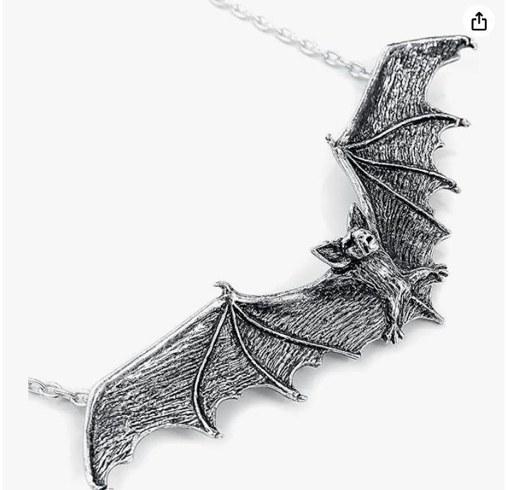 Black Bat Necklace Bat Wing Pendant Chain Gothic Mystic Witch Halloween Jewelry Birthday Gift 20in.