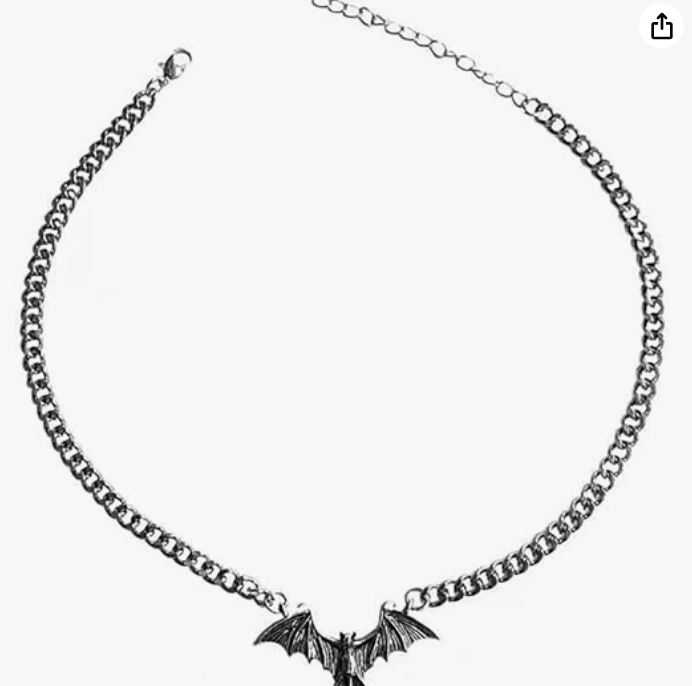 Bat Choker Necklace Bat Wing Pendant Chain Gothic Mystic Witch Halloween Jewelry Birthday Gift 20in.