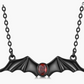 Red Blood Stone Bat Necklace Black Bat Wing Pendant Chain Gothic Mystic Witch Halloween Jewelry Birthday Gift 925 Sterling Silver 20in.