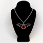 Blood Red Stone Bat Necklace Black Bat Wing Moon Pendant Chain Gothic Mystic Witch Halloween Jewelry Birthday Gift 20in.