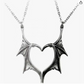 2 Piece Black Bat Wing Necklace Black Bat Wing Moon Pendant Chain Gothic Mystic Witch Halloween Jewelry Birthday Gift 20in.