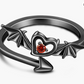 Heart Love Red Bloodstone Adjustable Black Bat Ring Bat Wing Gothic Mystic Witch Ring Halloween Jewelry Birthday Gift 925 Sterling Silver