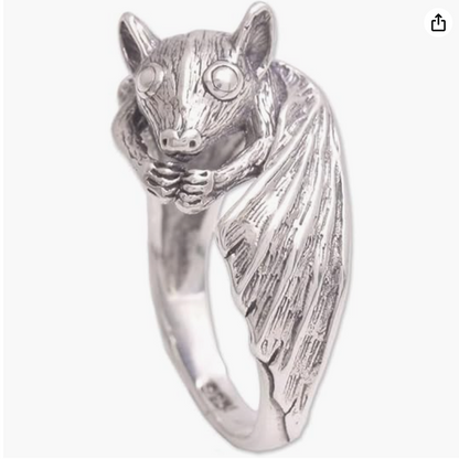 Bali Indonesia Bat Ring Bat Wing Gothic Mystic Witch Ring Halloween Jewelry Birthday Gift 925 Sterling Silver