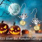 Bat Pumpkin Earrings Hanging Gothic Mystic Witch Pumpkin Bat Earring Halloween Jewelry Birthday Gift 925 Sterling Silver