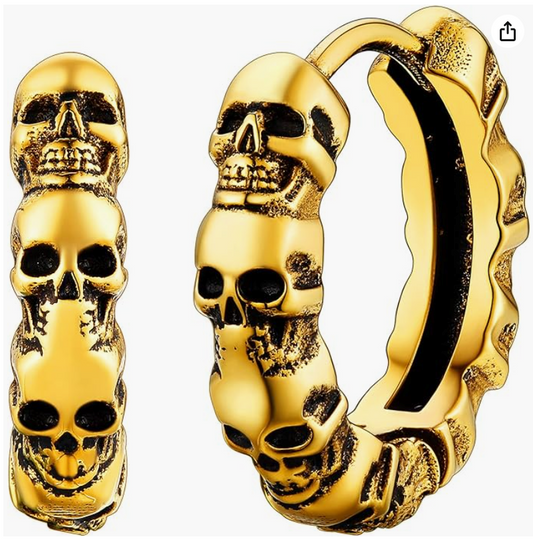 Skull Head Hoop Earrings Huggie Skull Earring Jewelry Birthday Gift Stainless Steel