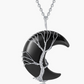 Tree of Life Birthstone Necklace Tree Crescent Moon Pendant Birthstone Jewelry Reiki Healing Crystal Gemstone Quartz Birthday Gift Stainless Steel 24in.