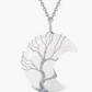 Tree of Life Birthstone Necklace Tree Crescent Moon Pendant Birthstone Jewelry Reiki Healing Crystal Gemstone Quartz Birthday Gift Stainless Steel 24in.