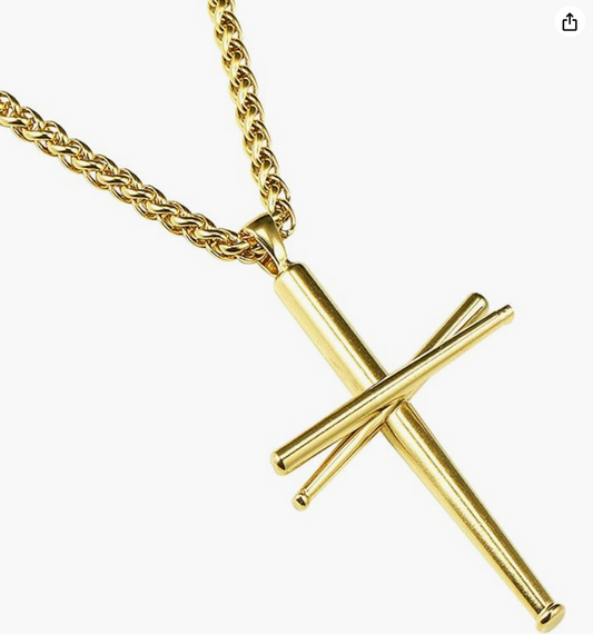 Baseball Bat Necklace Bat Pendant Sports Jewelry Boys Meen Teen Birthday Gift Gold Silver Stainless Steel 18-24in.