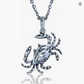 925 Sterling Silver Blue Crab Pendant Necklace Sea Crab Jewelry Beach Crab Chain Birthday Gift 18in.