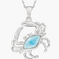 Larimar Blue 925 Sterling Silver Small Crab Pendant Necklace Sea Crab Jewelry Beach Crab Chain Birthday Gift 18in.