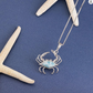 Cute Natural Larimar Blue Crab Claw Pendant Necklace Sea Crab Jewelry Beach Crab Chain Birthday Gift 925 Sterling Silver 18in.