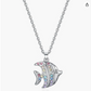 Rainbow Crab Necklace Diamond Pendant Sea Crab Jewelry Beach Crab Chain Birthday Gift Silver 18in.