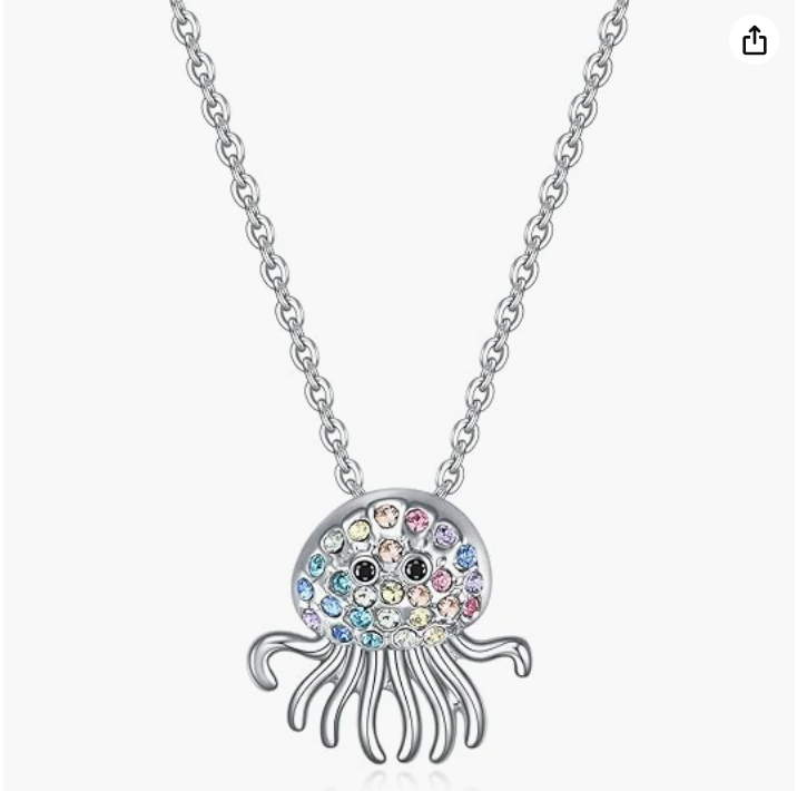 Rainbow Crab Necklace Diamond Pendant Sea Crab Jewelry Beach Crab Chain Birthday Gift Silver 18in.