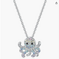 Rainbow Crab Necklace Diamond Pendant Sea Crab Jewelry Beach Crab Chain Birthday Gift Silver 18in.