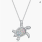 Rainbow Crab Necklace Diamond Pendant Sea Crab Jewelry Beach Crab Chain Birthday Gift Silver 18in.