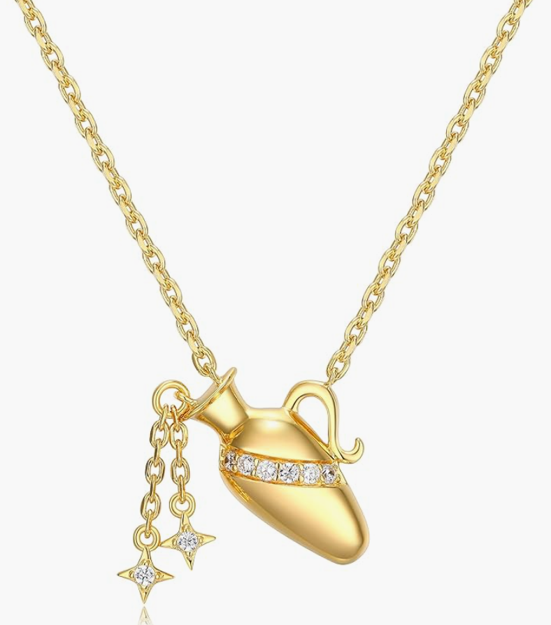 Gold Crab Zodiac Necklace Diamond Pendant Sea Crab Horoscope Jewelry Beach Crab Chain Birthday Gift Silver 925 Sterling Silver 18in.