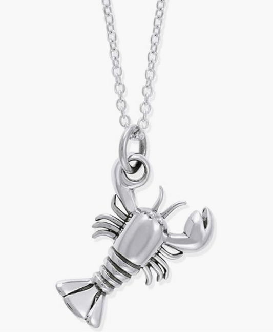 925 Sterling Silver Maine Lobster Pendant Necklace Sea Lobster Jewelry Beach Lobster Chain Birthday Gift 18in.