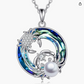 Crystal Crab Family Pendant Necklace Sea Crab Pearl Jewelry Beach Crab Diamond Chain Birthday Gift 925 Sterling Silver 18in.
