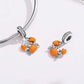 Cute Orange Crab Charm Bracelet Diamond Pendant Sea Crab Jewelry Beach Crab Bracelet Birthday Gift Silver 925 Sterling Silver