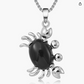 Natural Gemstone Healing Crystal Protection Cute Crab Pendant Necklace Sea Crab Jewelry Beach Crab Chain Birthday Gift Stainless Steel 18in.