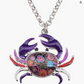 Cute Colorful Crab Pendant Necklace Purple Blue Black Green Sea Crab Jewelry Beach Crab Chain Birthday Gift Stainless Steel 18in.